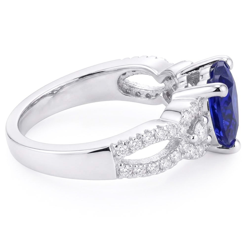 Gemstone Ring Heart Cut Blue Sapphire Split Shank 4.50 Carats