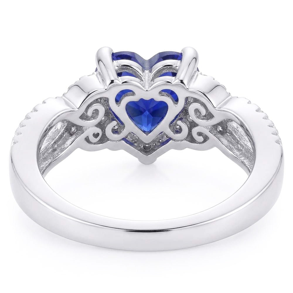 Gemstone Ring Heart Cut Blue Sapphire Split Shank 4.50 Carats