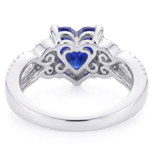 Gemstone Ring Heart Cut Blue Sapphire Split Shank 4.50 Carats