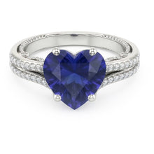 Gemstone Ring Heart Cut Sri Lankan Sapphire 4.50 Carats Filigree Shank