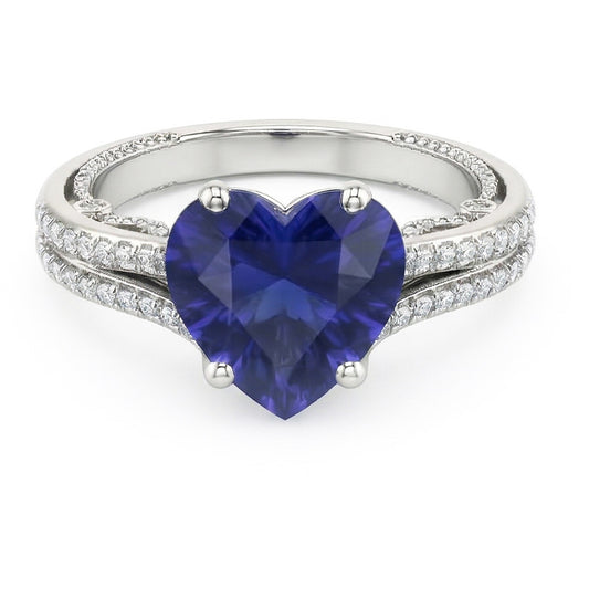 Gemstone Ring Heart Cut Sri Lankan Sapphire 4.50 Carats Filigree Shank
