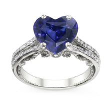 Gemstone Ring Heart Cut Sri Lankan Sapphire 4.50 Carats Filigree Shank