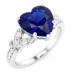 Gemstone Ring Heart Cut Sri Lankan Sapphire Butterfly Style 3 Carats