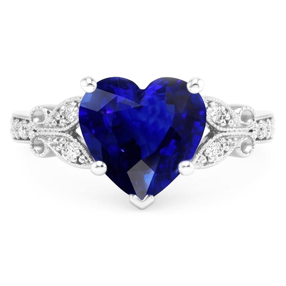Gemstone Ring Heart Cut Sri Lankan Sapphire Butterfly Style 3 Carats