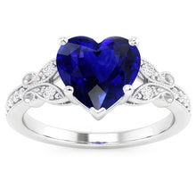 Gemstone Ring Heart Cut Sri Lankan Sapphire Butterfly Style 3 Carats