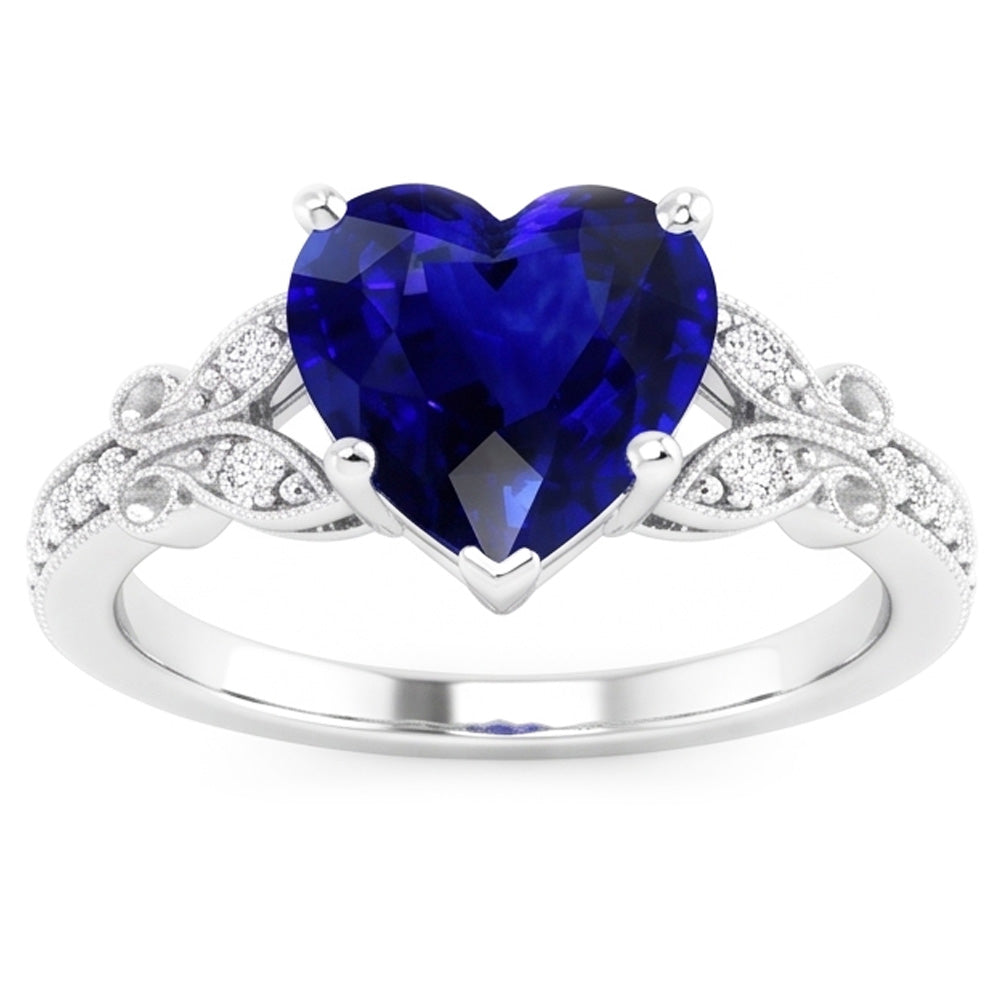 Gemstone Ring Heart Cut Sri Lankan Sapphire Butterfly Style 3 Carats