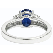 Gemstone Ring Oval Cut Blue Sapphire & Natural Earth Mined Diamonds 3 Carats White Gold