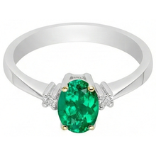 Precious Stone Ring 14 Karat Two Tone Gold with Fine Emerald – angle view