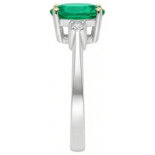 Precious Stone Ring 14 Karat Two Tone Gold with Fine Emerald – top view