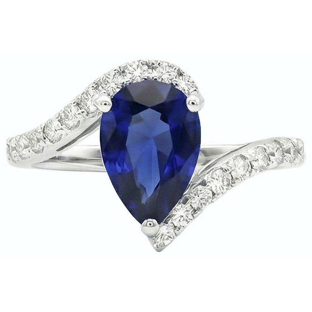 natural round sapphire 3ct ring top view