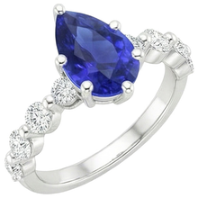 Gemstone Ring Pear Sri Lankan Sapphire & Natural Earth Mined Diamond Accents 4 Carats