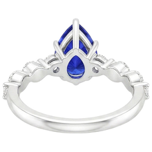 Gemstone Ring Pear Sri Lankan Sapphire & Natural Earth Mined Diamond Accents 4 Carats
