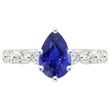 Gemstone Ring Pear Sri Lankan Sapphire & Natural Earth Mined Diamond Accents 4 Carats