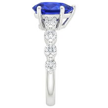 Gemstone Ring Pear Sri Lankan Sapphire & Natural Earth Mined Diamond Accents 4 Carats