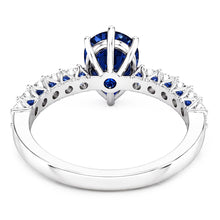 Gemstone Ring Pear With Round Blue Sapphire & Natural Earth Mined Diamond Accents 3 Carats