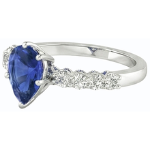 Gemstone Ring Pear With Round Blue Sapphire & Natural Earth Mined Diamond Accents 3 Carats