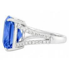 Gemstone Ring Radiant Blue Sapphire Split Shank Round Natural Earth Mined Diamond 5 Carats