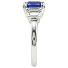 Gemstone Ring Radiant Cut Ceylon Sapphire & Baguette Natural Earth Mined Diamonds 3 Carats