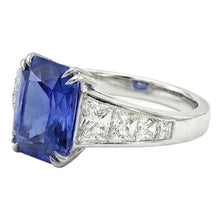 Gemstone Ring Radiant Sapphire Channel Set Trapezoid Natural Earth Mined Diamonds 5 carats