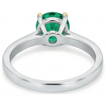 Emerald Colored Stone Ring 3-ct 14 Karat Two Tone Gold – back view