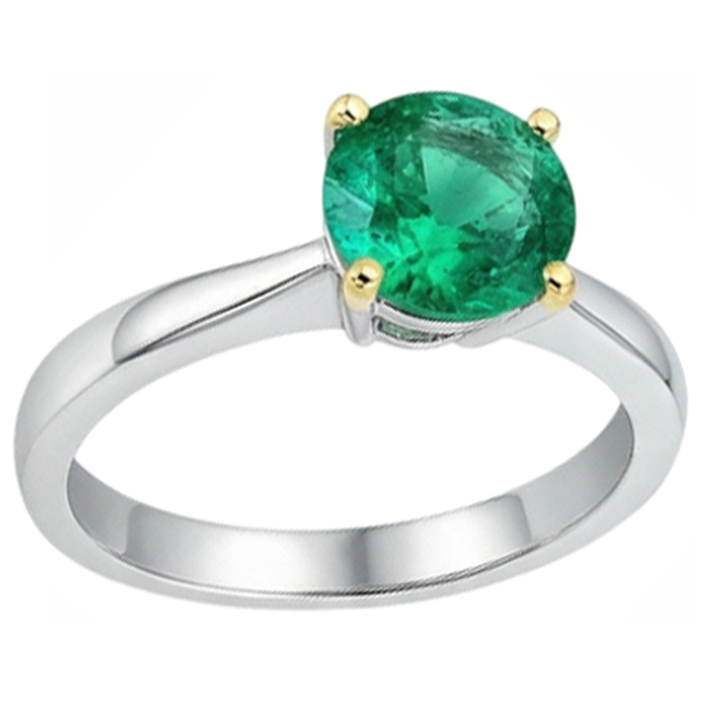 Emerald Colored Stone Ring 3-ct 14 Karat Two Tone Gold – angle view