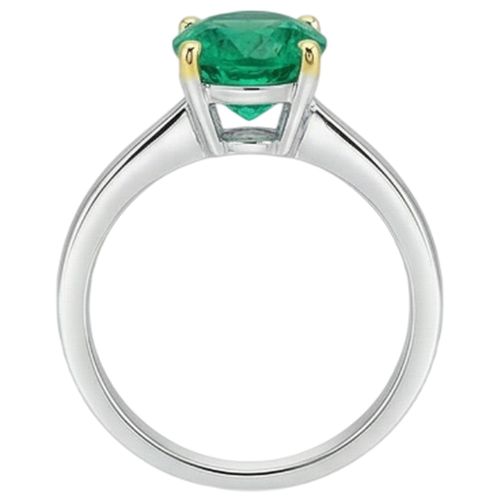 Elegant Emerald Colored Stone Ring 3 ct – top view