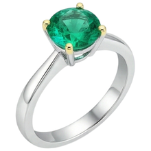 Colored Stone Ring 14 Karat Two Tone Gold with Emerald – side view