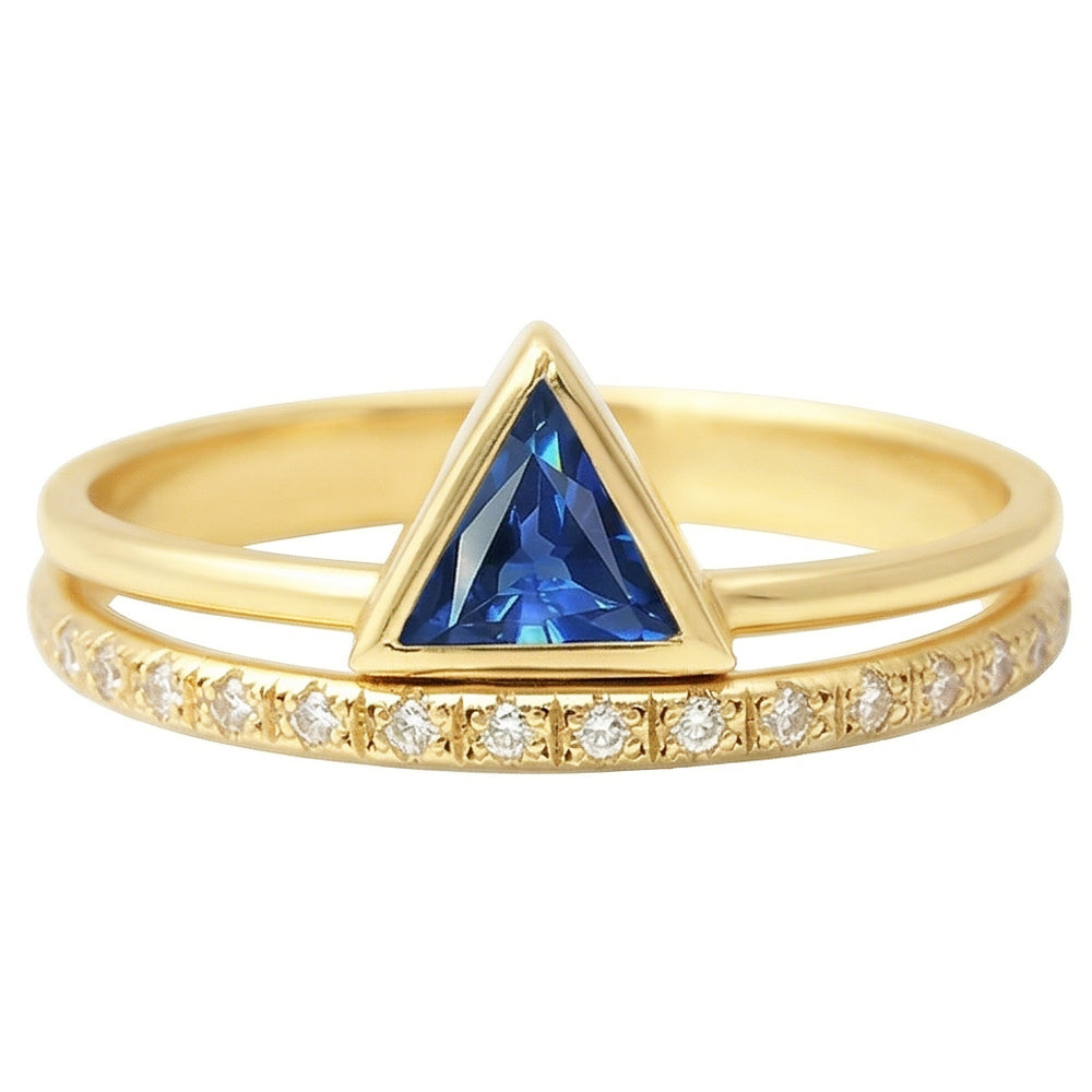 Gemstone Ring Trillion Bezel Set Blue Sapphire 1 Carat Natural Earth Mined Diamonds Gold