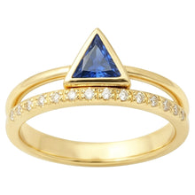 Gemstone Ring Trillion Bezel Set Blue Sapphire 1 Carat Natural Earth Mined Diamonds Gold