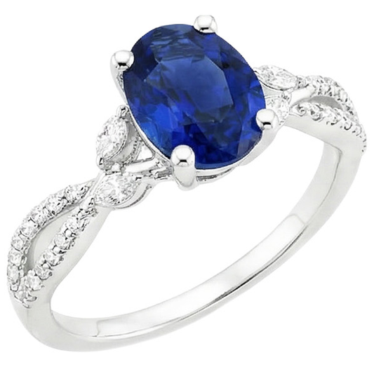 natural round sapphire 4ct ring side angle