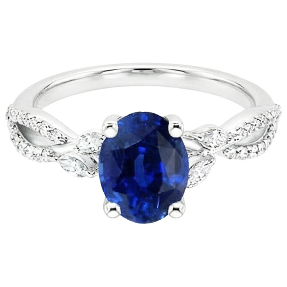 natural round sapphire 4ct ring profile view