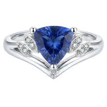 Gemstone Sapphire Fancy Ring 2 Carats Trillion Cut 14K Gold Jewellery
