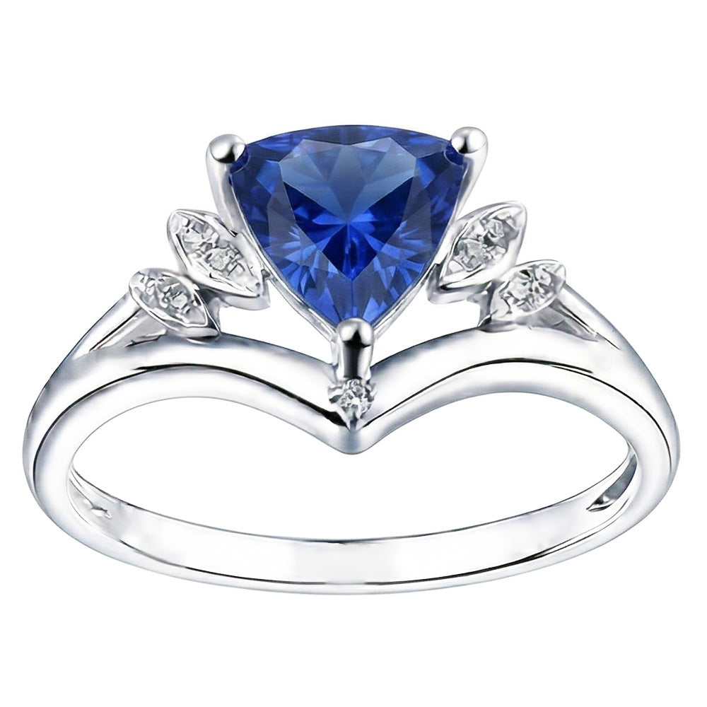 Gemstone Sapphire Fancy Ring 2 Carats Trillion Cut 14K Gold Jewellery