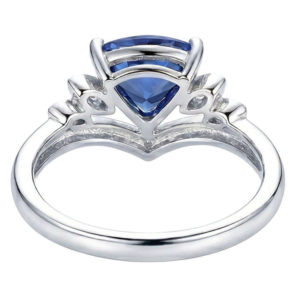Gemstone Sapphire Fancy Ring 2 Carats Trillion Cut 14K Gold Jewellery