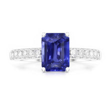Gemstone Solitaire Emerald Ceylon Sapphire Ring With Accents 3 Carats