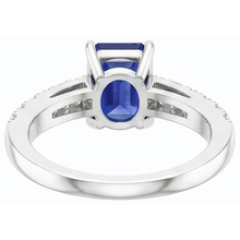 Gemstone Solitaire Emerald Ceylon Sapphire Ring With Accents 3 Carats
