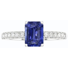Gemstone Solitaire Emerald Ceylon Sapphire Ring With Accents 3 Carats