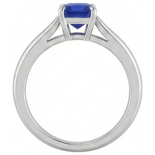 Gemstone Solitaire Ring 1.50 Carat Tapered Shank Emerald Blue Sapphire