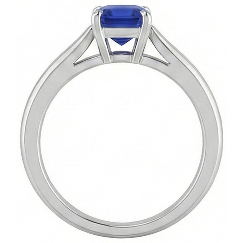 Gemstone Solitaire Ring 1.50 Carat Tapered Shank Emerald Blue Sapphire