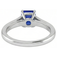 Gemstone Solitaire Ring 1.50 Carat Tapered Shank Emerald Blue Sapphire