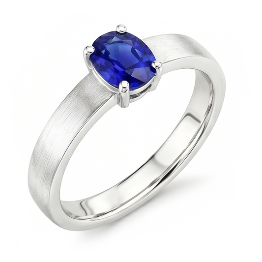 Gemstone Solitaire Ring Oval Natural Blue Sapphire 1.50 Carats