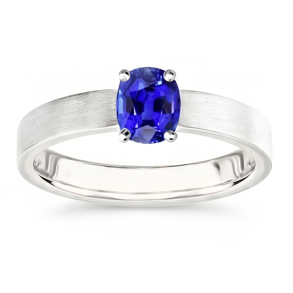 Gemstone Solitaire Ring Oval Natural Blue Sapphire 1.50 Carats