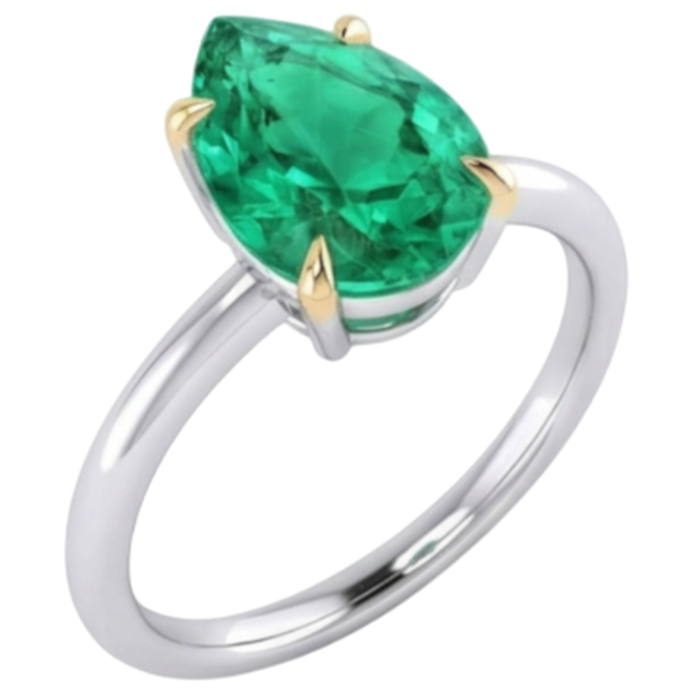 Luxury Colombian Emerald Colored Stone Ring 2 ct – side view
