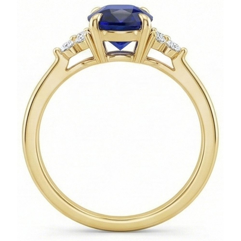 natural round sapphire 3.50ct ring close up detail