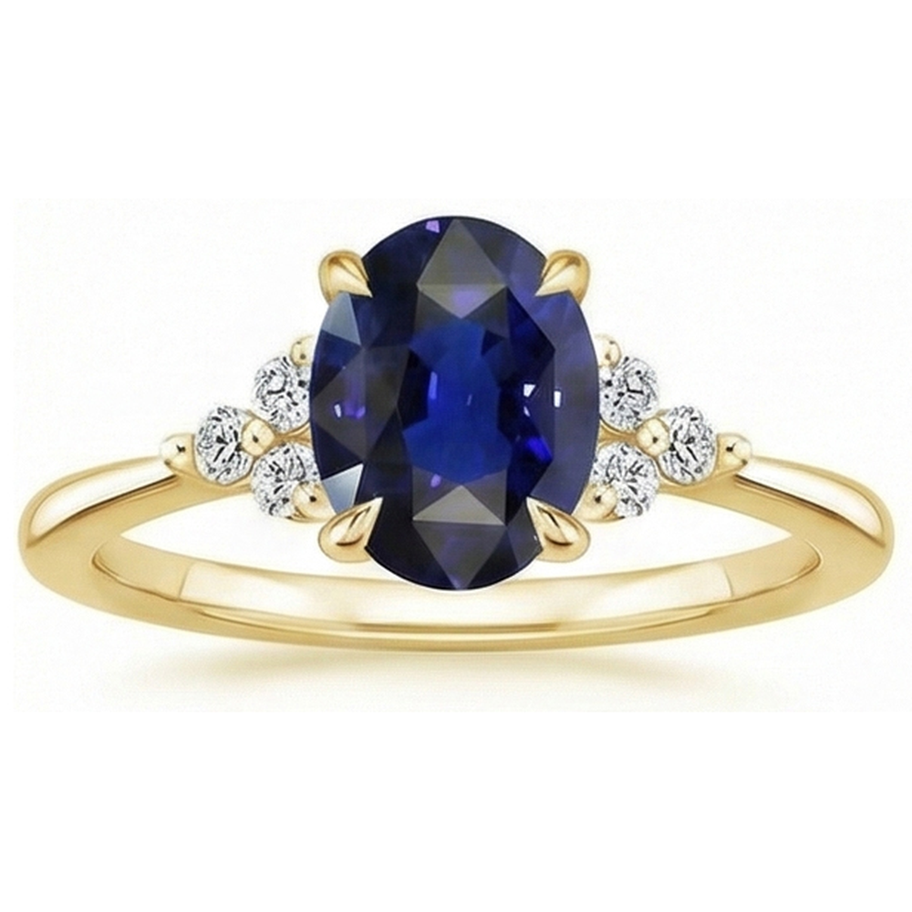 natural round sapphire 3.50ct ring top view