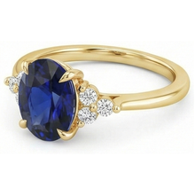 natural round sapphire 3.50ct ring profile view
