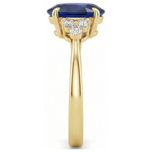 natural round sapphire 3.50ct ring on white background