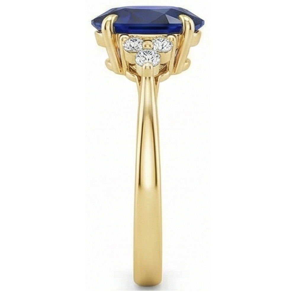 natural round sapphire 3.50ct ring on white background