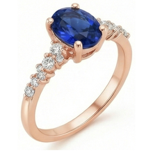 Gemstone Solitaire With Natural Earth Mined Diamond Accents Ring Blue Sapphire 4 Carats