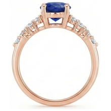 Gemstone Solitaire With Natural Earth Mined Diamond Accents Ring Blue Sapphire 4 Carats